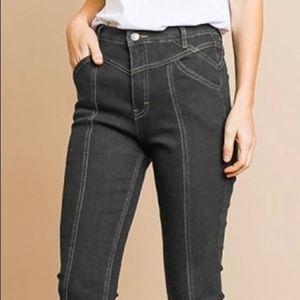 Clearance! High rise black denim skinny cropped jeans